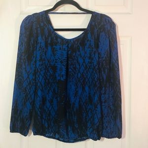 HeartSoul Blue and Black Long Sleeve Blouse